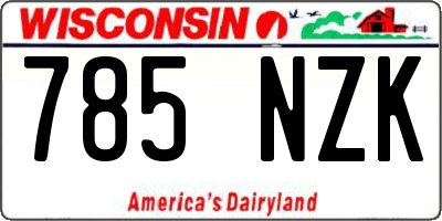 WI license plate 785NZK