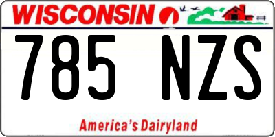 WI license plate 785NZS