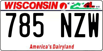 WI license plate 785NZW