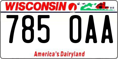 WI license plate 785OAA