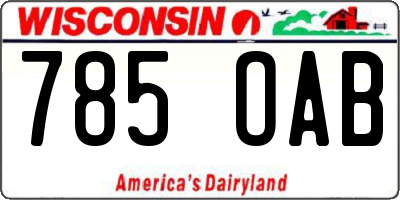 WI license plate 785OAB