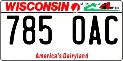 WI license plate 785OAC