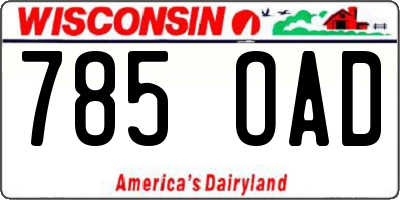 WI license plate 785OAD