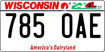 WI license plate 785OAE