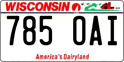 WI license plate 785OAI