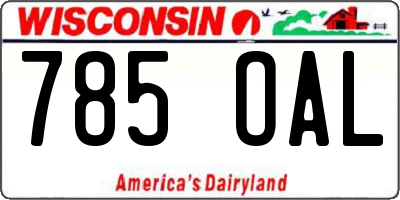 WI license plate 785OAL