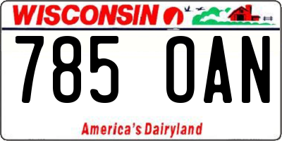 WI license plate 785OAN