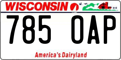 WI license plate 785OAP