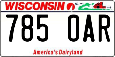 WI license plate 785OAR