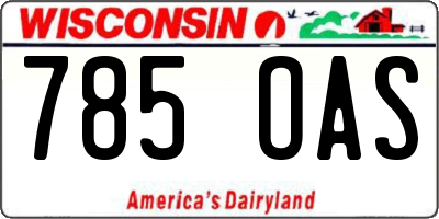 WI license plate 785OAS