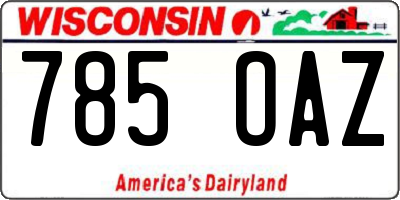 WI license plate 785OAZ