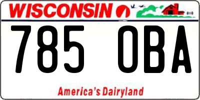 WI license plate 785OBA
