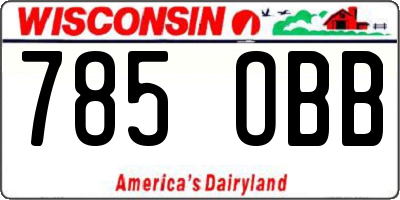 WI license plate 785OBB