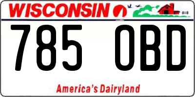 WI license plate 785OBD