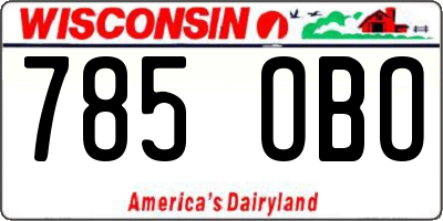 WI license plate 785OBO