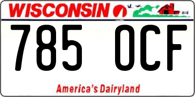 WI license plate 785OCF