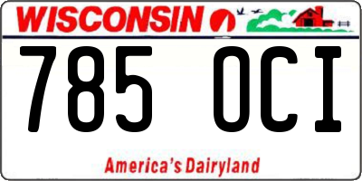 WI license plate 785OCI