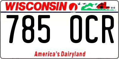 WI license plate 785OCR