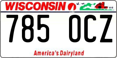 WI license plate 785OCZ