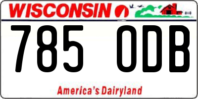 WI license plate 785ODB