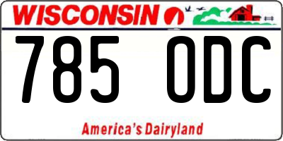 WI license plate 785ODC