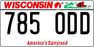 WI license plate 785ODD