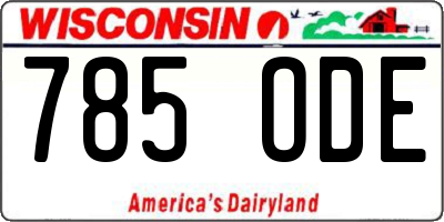 WI license plate 785ODE