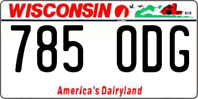 WI license plate 785ODG