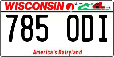 WI license plate 785ODI