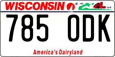 WI license plate 785ODK