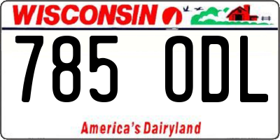 WI license plate 785ODL