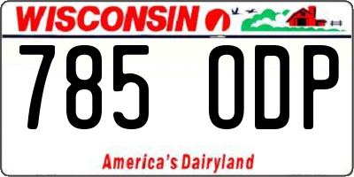 WI license plate 785ODP