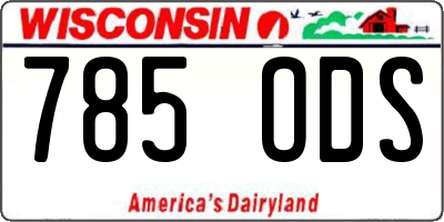 WI license plate 785ODS
