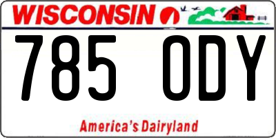 WI license plate 785ODY