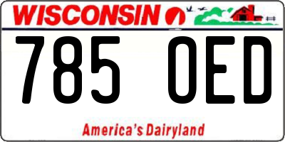 WI license plate 785OED