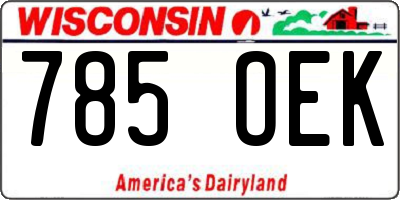 WI license plate 785OEK