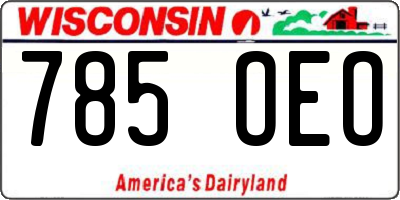 WI license plate 785OEO