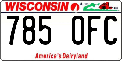WI license plate 785OFC