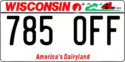 WI license plate 785OFF