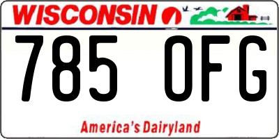 WI license plate 785OFG