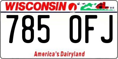 WI license plate 785OFJ