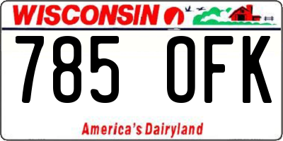 WI license plate 785OFK