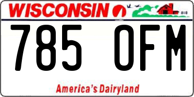 WI license plate 785OFM