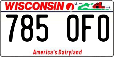WI license plate 785OFO