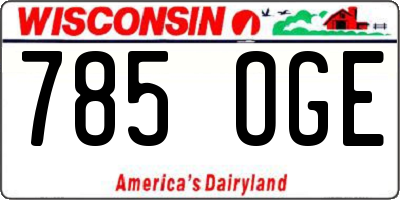 WI license plate 785OGE