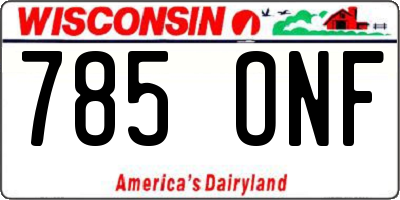 WI license plate 785ONF