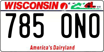 WI license plate 785ONO