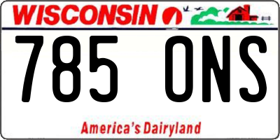 WI license plate 785ONS