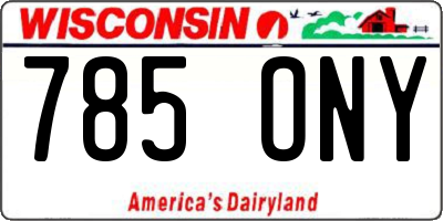 WI license plate 785ONY