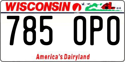 WI license plate 785OPO